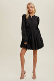 Bubble Hem Button-up Mini Dress