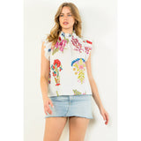 Mock Neck Floral Top