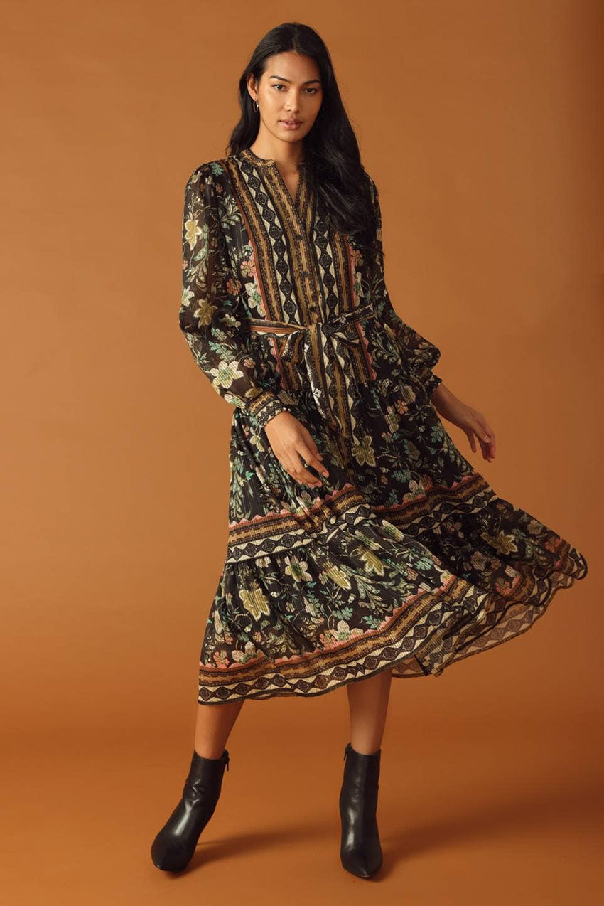 Printed Woven Midi Dress