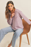 V-Neck Long Sleeve Pocket Top