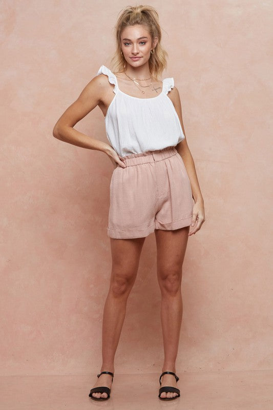 Elastic Paperbag Waist Shorts