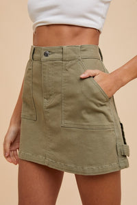 Stretch Cargo Denim Mini Skirt