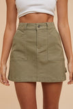 Stretch Cargo Denim Mini Skirt