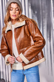 Faux fur vegan leather outer jacket