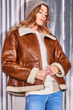 Faux fur vegan leather outer jacket