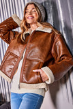 Faux fur vegan leather outer jacket