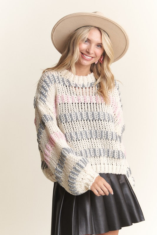 Puff Sleeve Stripe Sweater Top