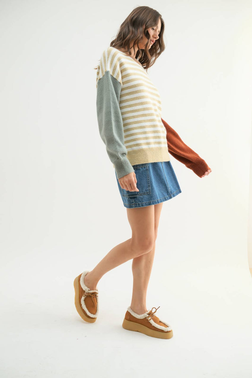 Colorblock Striped Sweater