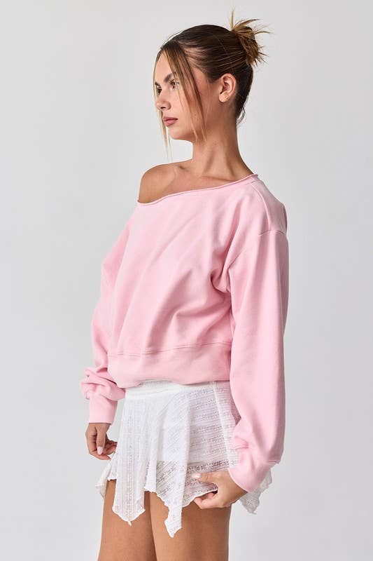 Off Shoulder Cropped Sweatshirt