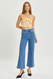 High Rise Ankle Wide Jeans