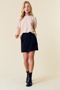 High Waist Faux Flap Mini Skirt