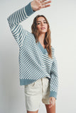 Frenchy Checker Pattern Drop Shoulder Sweater