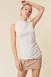 Asymmetrical Shirring Sleeveless Tank