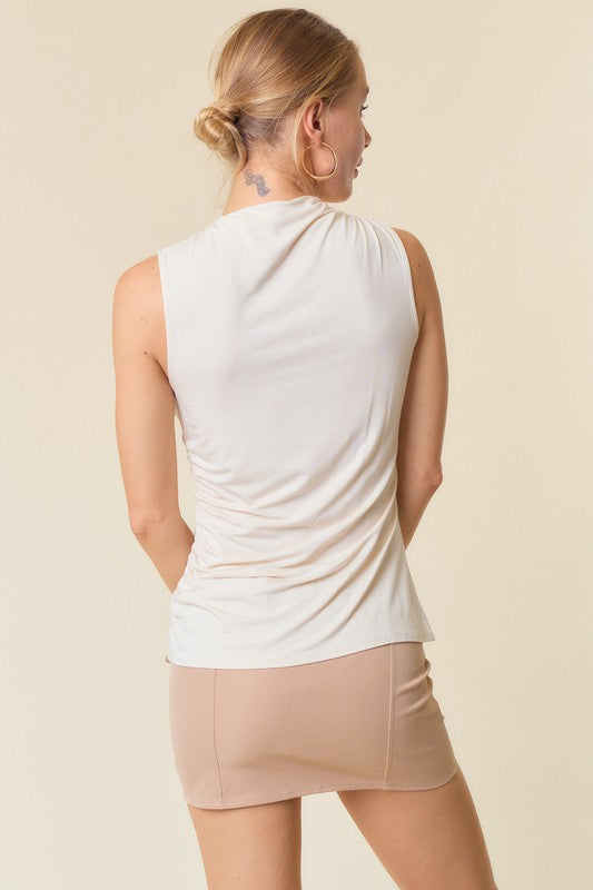 Asymmetrical Shirring Sleeveless Tank