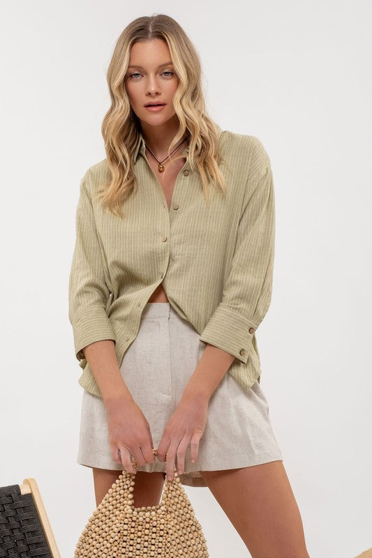 Button Down Tab Sleeve Shirt