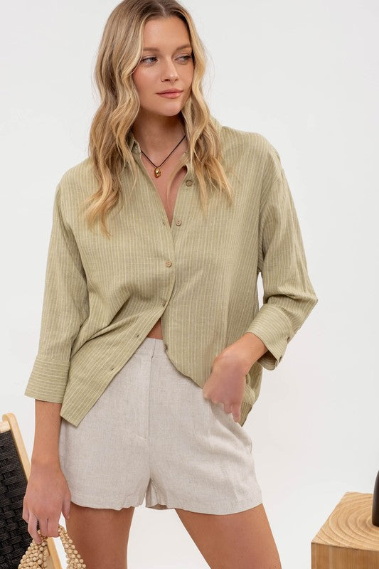 Button Down Tab Sleeve Shirt