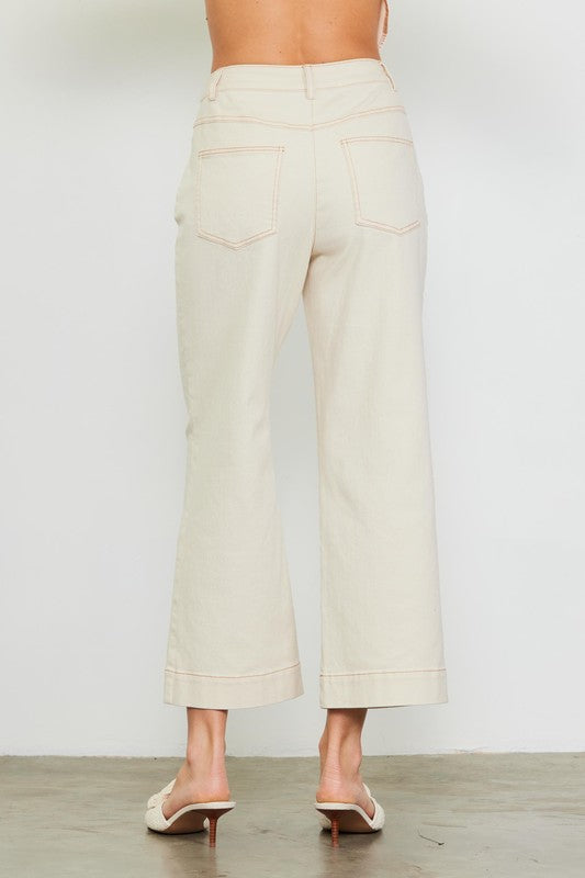 Cotton Twill Crop Pants