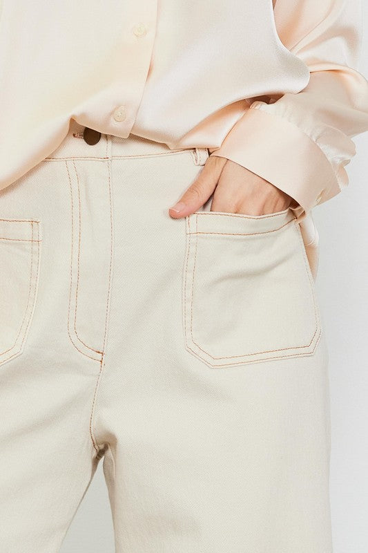 Cotton Twill Crop Pants