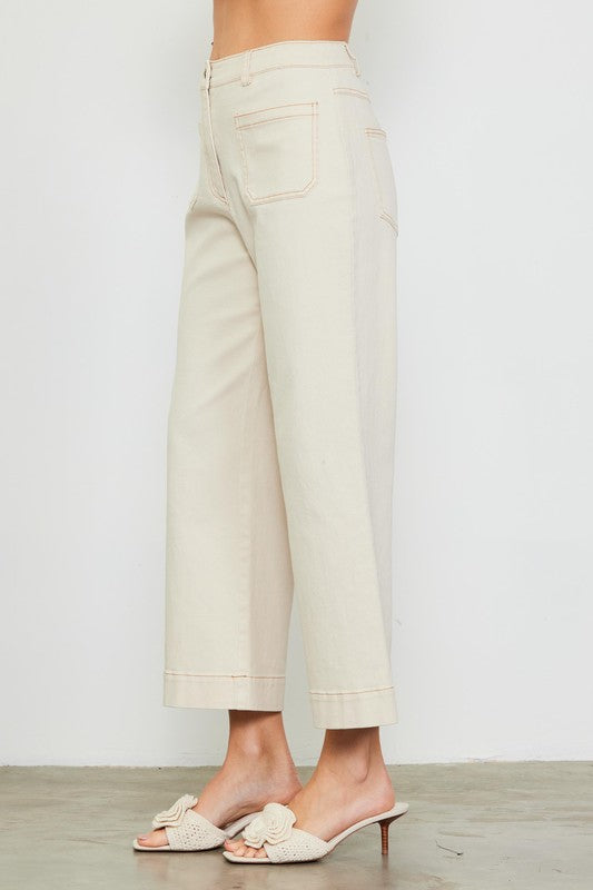 Cotton Twill Crop Pants