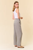 Linen Blend Striped Leg Pants