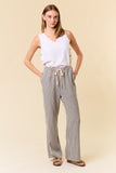 Linen Blend Striped Leg Pants