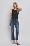 Mid Rise Frayed Hem Crop Bootcut Jeans