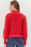 Solid Mock Neck Long Sleeves Knit Top