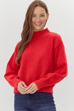 Solid Mock Neck Long Sleeves Knit Top