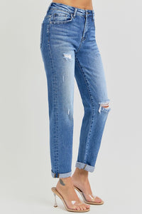 High Rise Crop GF Roll up Jeans