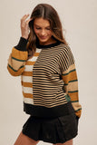 Mixed Stripe Color Block Crew Neck Sweater