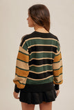 Mixed Stripe Color Block Crew Neck Sweater