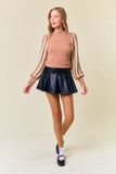 Stripe Popcorn Textured Puff Long Sleeve Top