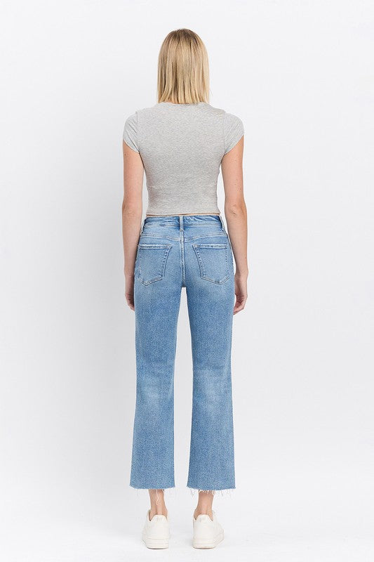 High Rise Ankle Straight Jeans