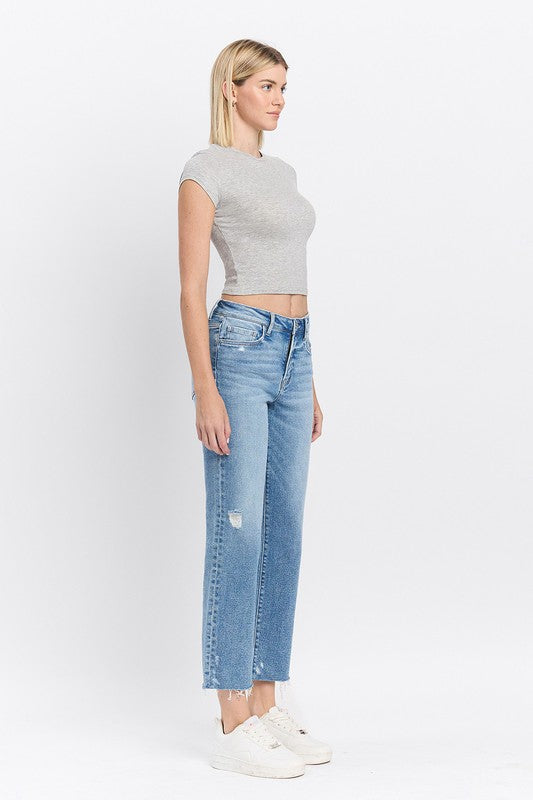 High Rise Ankle Straight Jeans