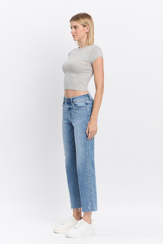 High Rise Ankle Straight Jeans