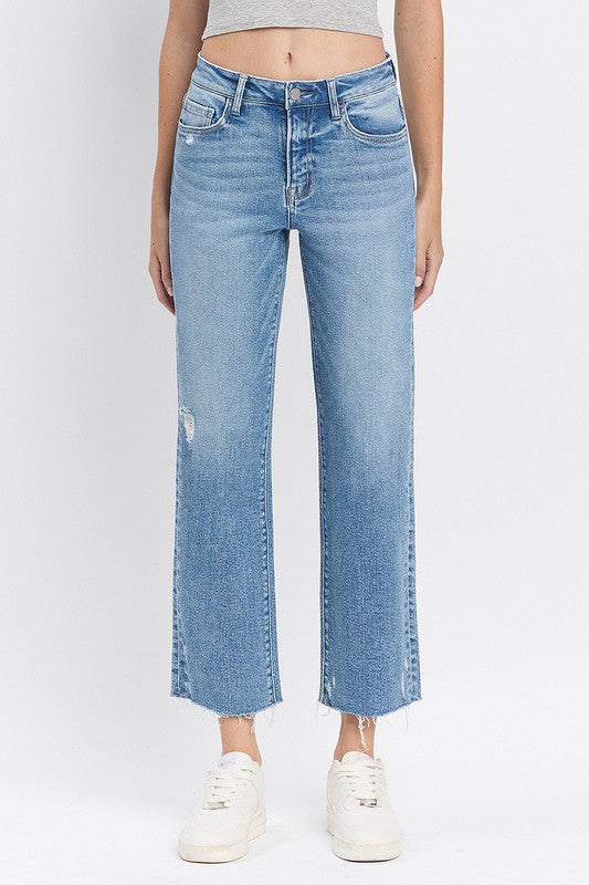 High Rise Ankle Straight Jeans