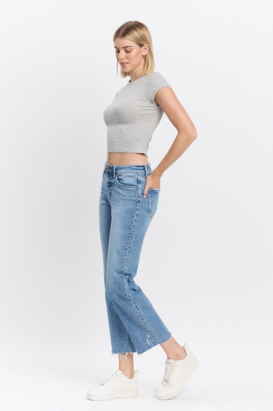 High Rise Ankle Straight Jeans