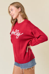 Jolly Metallic Embroidery Sweater Top