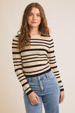 Round Neck Fitted Stripe Top