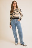 Round Neck Fitted Stripe Top