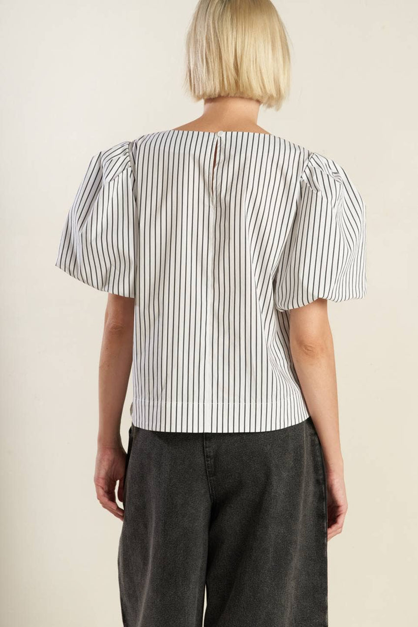 Puff Sleeve Striped Blouse