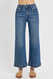 High Rise Crop Wide Front Yoke Detail Jeans