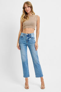 Tummy Control High Rise Crop Straight Pants