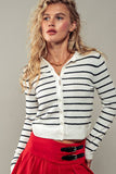 Classic Cropped Striped Cardigan