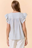 Stripe Ruffle Cap Sleeve