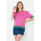 Short Sleeve Bow Knit Top