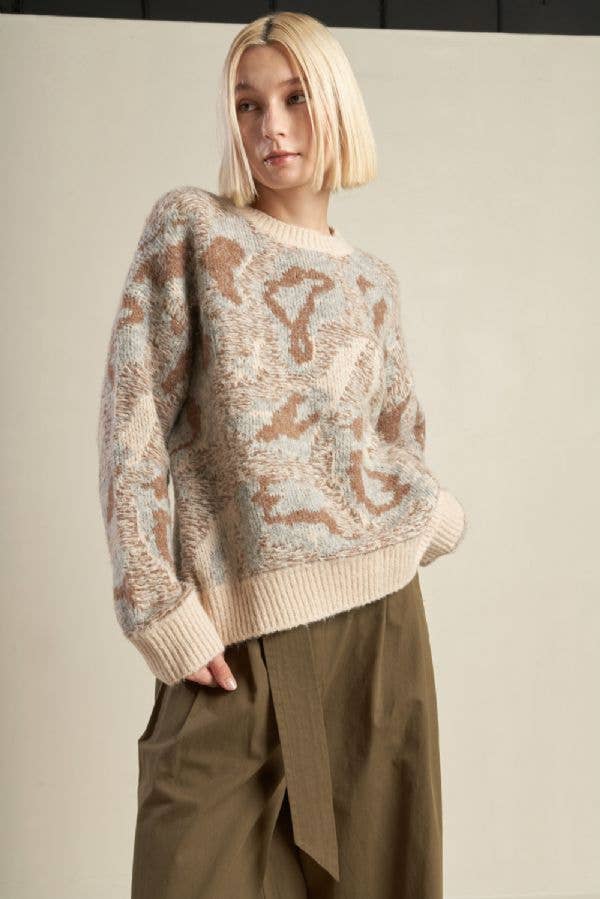 A jacquard pullover sweater