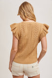 Flutter Sleeve Knit Sweater Top