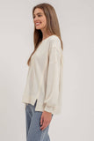 Split Neck Long Sleeve Top