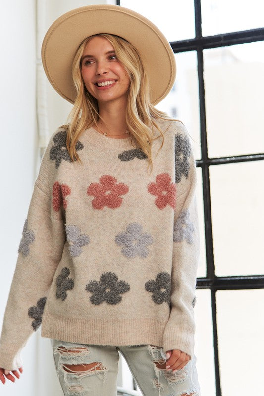 Puff Flower Sweater